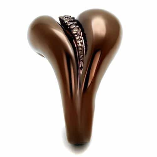 Brass Coffee CZ Smooth Dome Bypass Ring | The Stainless Jewelry view 4