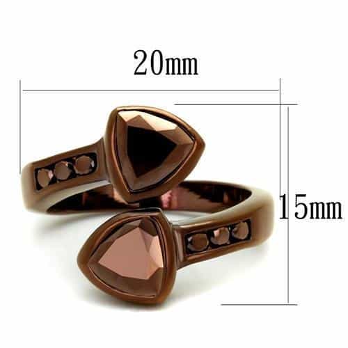 Brass Coffee CZ Trillion Double Bypass Ring view 6