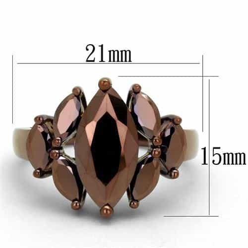 Brass Coffee CZ Marquise Three-Stone Cluster Ring view 6