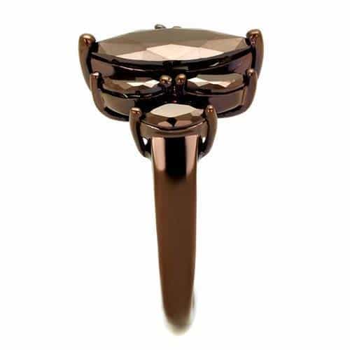 Brass Coffee CZ Marquise Three-Stone Cluster Ring view 8