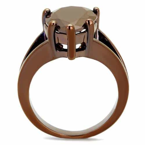 Brass Coffee CZ Pear Solitaire Ring | The Stainless Jewelry view 3