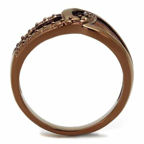 Brass Coffee CZ Open Loop Ring | The Stainless Jewelry view 3