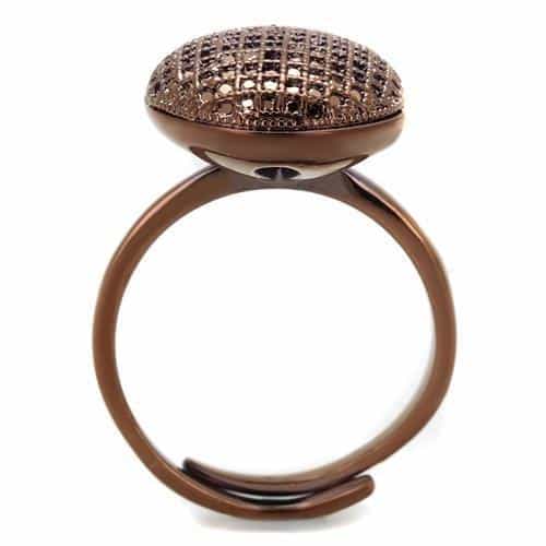 Brass Coffee CZ Pavé Large Dome Ball Ring | The Stainless Jewelry view 7