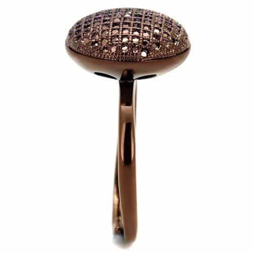 Brass Coffee CZ Pavé Large Dome Ball Ring | The Stainless Jewelry view 8