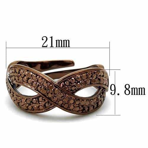 Brass Coffee CZ Pavé Infinity Twist Wide Ring view 2