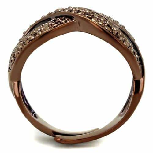 Brass Coffee CZ Pavé Infinity Twist Wide Ring view 7