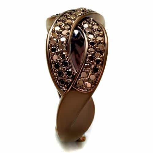 Brass Coffee CZ Pavé Infinity Twist Wide Ring view 8