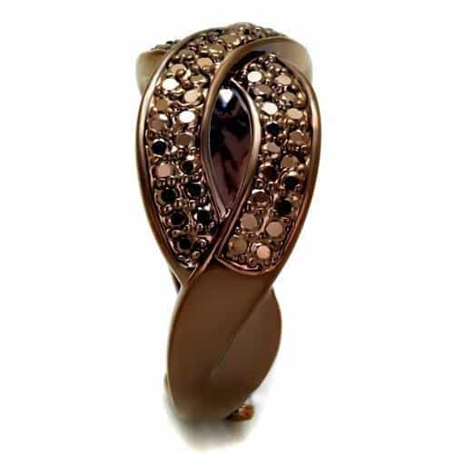 Brass Coffee CZ Pavé Infinity Twist Wide Ring view 4