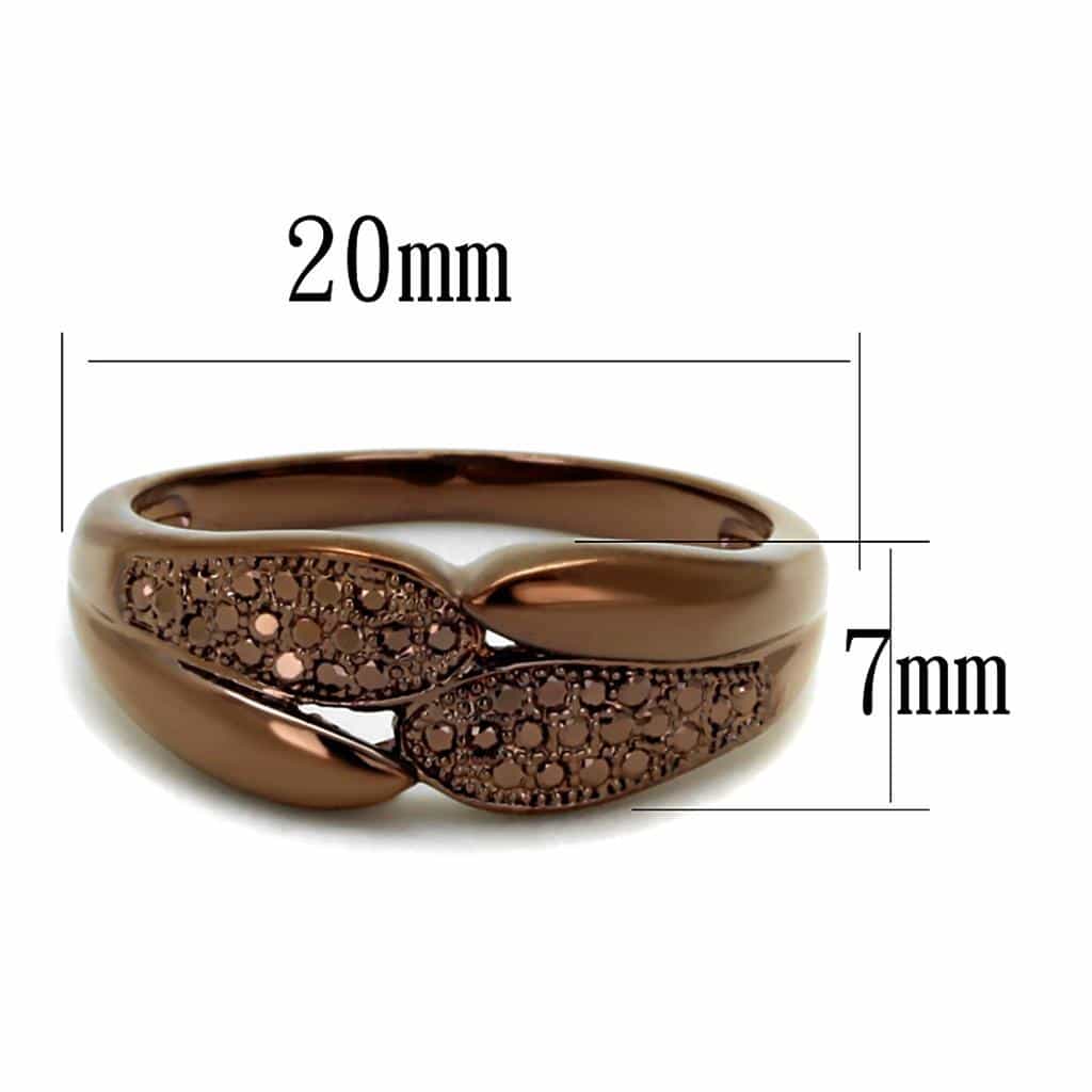 Brass Coffee CZ Chevron Ring | The Stainless Jewelry view 2