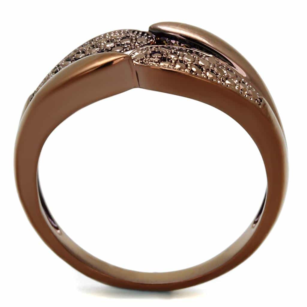 Brass Coffee CZ Chevron Ring | The Stainless Jewelry view 7