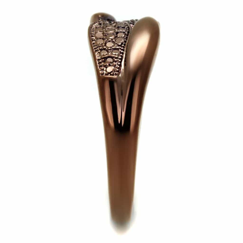 Brass Coffee CZ Chevron Ring | The Stainless Jewelry view 8