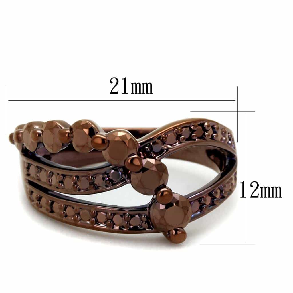 Brass Coffee CZ Flower Cluster Triple Band Ring view 6