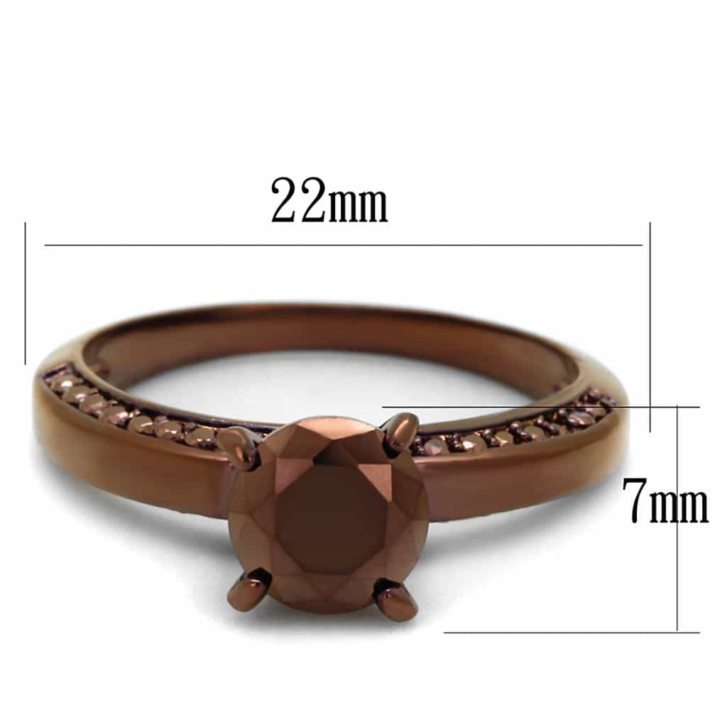 Brass Coffee CZ Round Solitaire Channel Ring view 6
