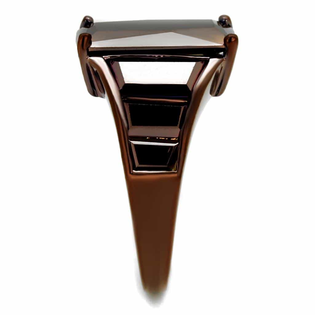 Brass Coffee CZ Emerald Cut Cocktail Ring | The Stainless Jewelry view 4
