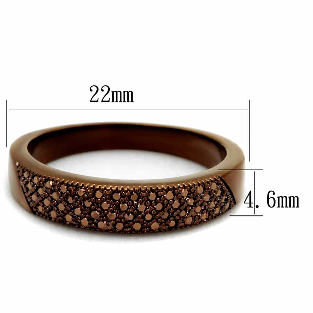 Brass Coffee CZ Pavé Dome Wide Ring | The Stainless Jewelry view 6