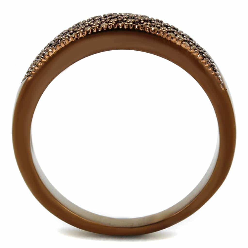 Brass Coffee CZ Pavé Dome Wide Ring | The Stainless Jewelry view 7