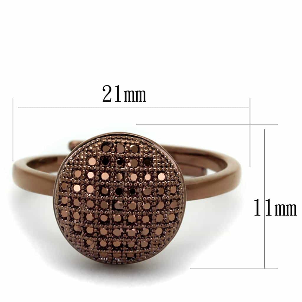 Brass Coffee CZ Pavé Disc Dome Ring | The Stainless Jewelry view 6