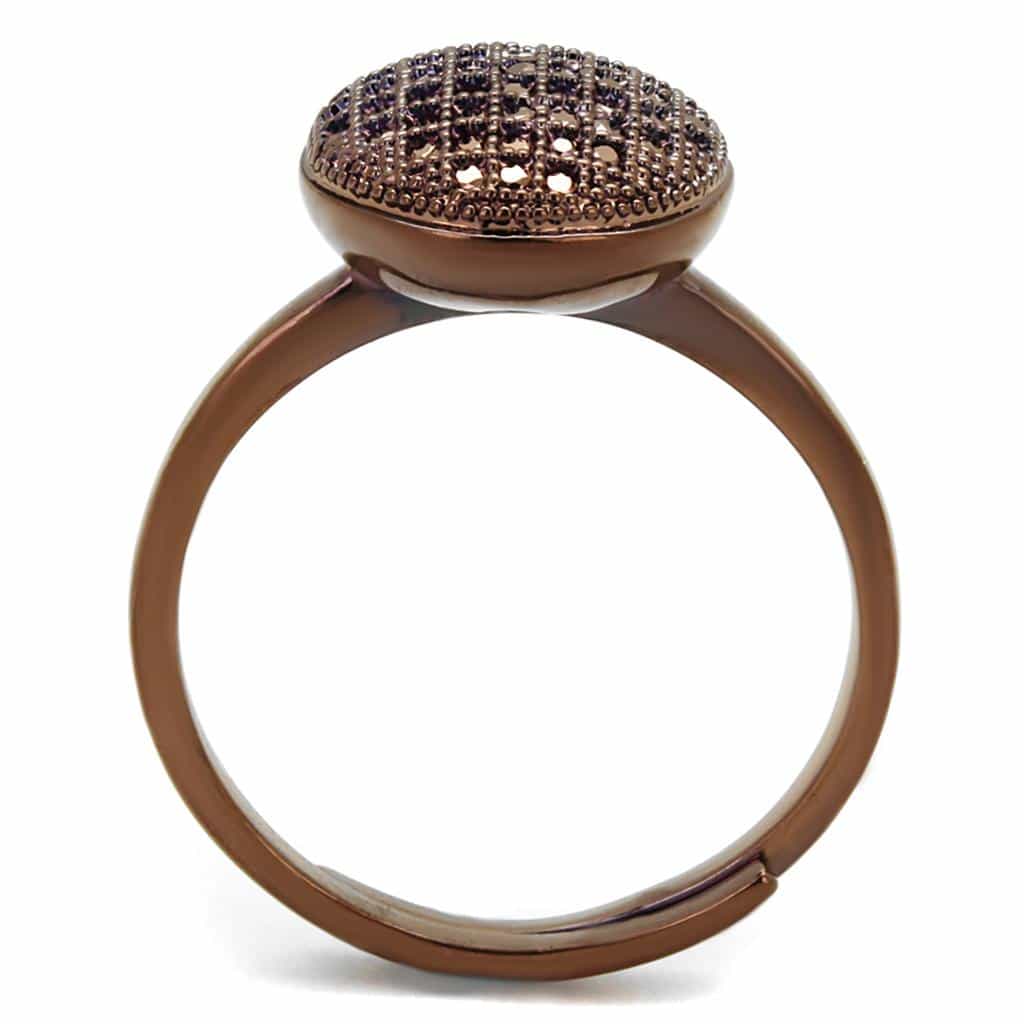 Brass Coffee CZ Pavé Disc Dome Ring | The Stainless Jewelry view 7