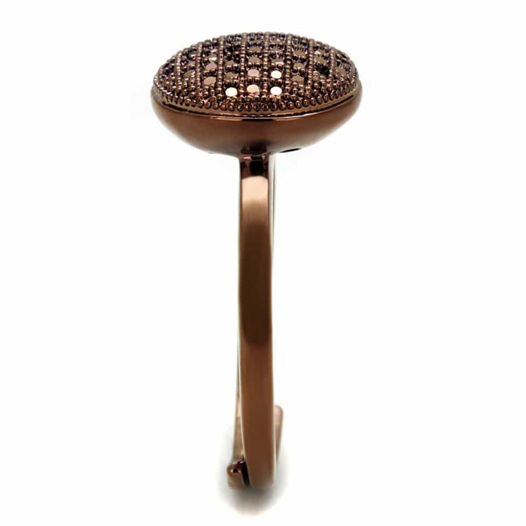 Brass Coffee CZ Pavé Disc Dome Ring | The Stainless Jewelry view 8