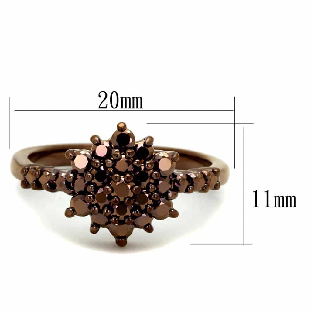 Brass Coffee CZ Starburst Flower Cluster Ring view 2