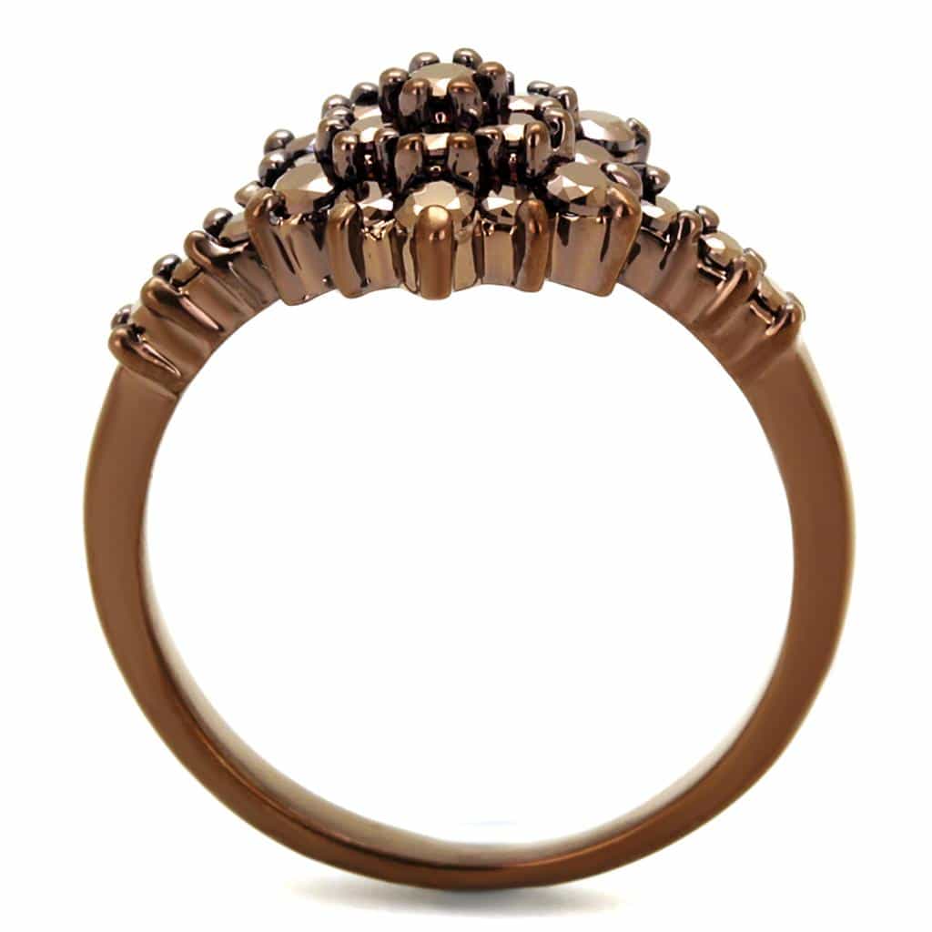 Brass Coffee CZ Starburst Flower Cluster Ring view 7