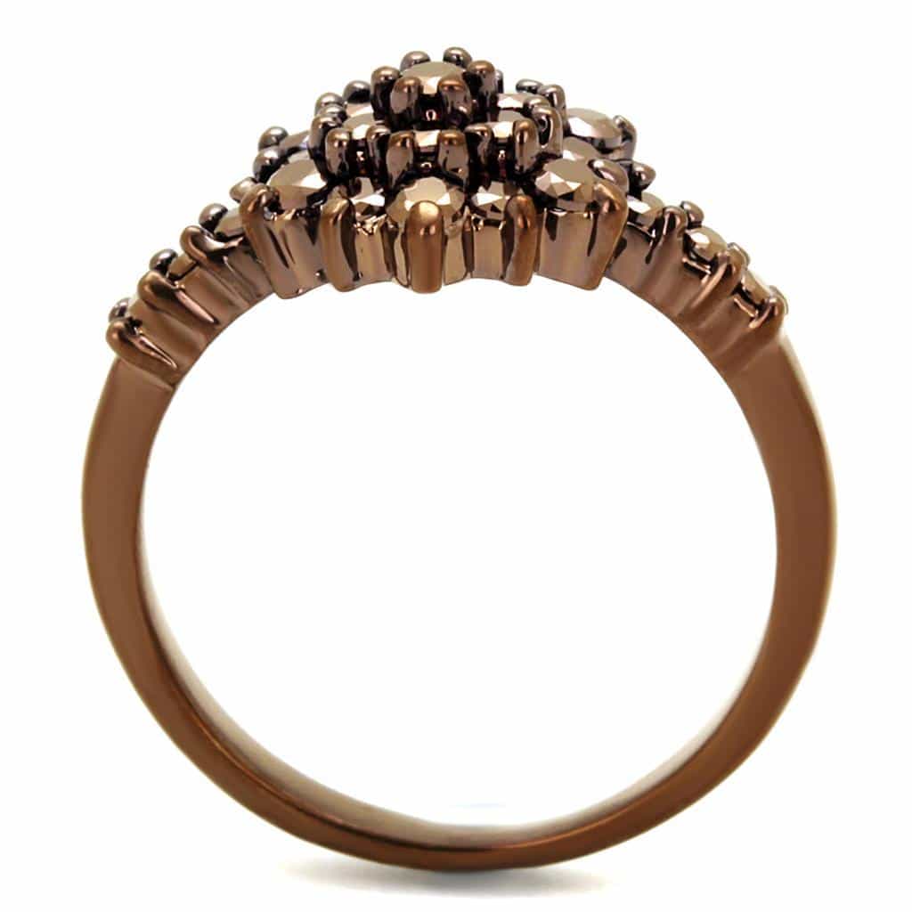 Brass Coffee CZ Starburst Flower Cluster Ring view 3