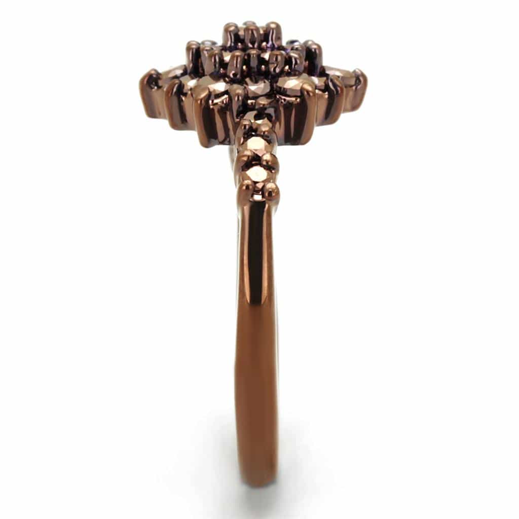 Brass Coffee CZ Starburst Flower Cluster Ring view 8