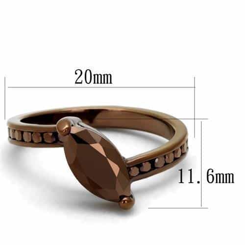 Brass Coffee CZ Marquise Solitaire Ring | The Stainless Jewelry view 2