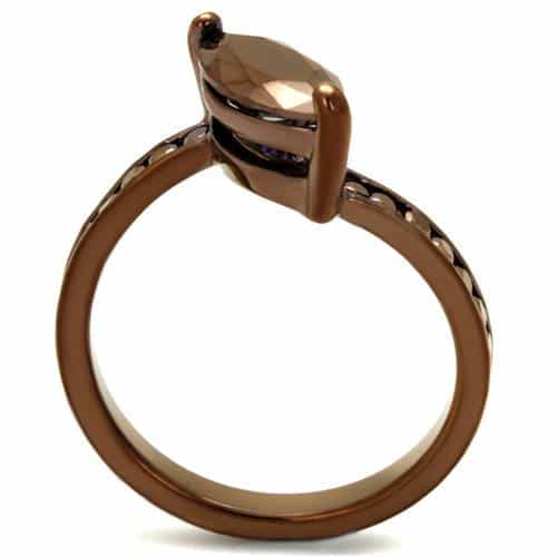 Brass Coffee CZ Marquise Solitaire Ring | The Stainless Jewelry view 7