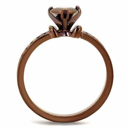 Brass Coffee CZ Round Prong Channel Ring | The Stainless Jewelry view 7