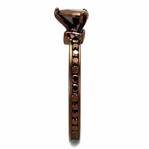 Brass Coffee CZ Round Prong Channel Ring | The Stainless Jewelry view 8