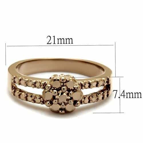 Brass Gold CZ Flower Cluster Double Band Ring view 6
