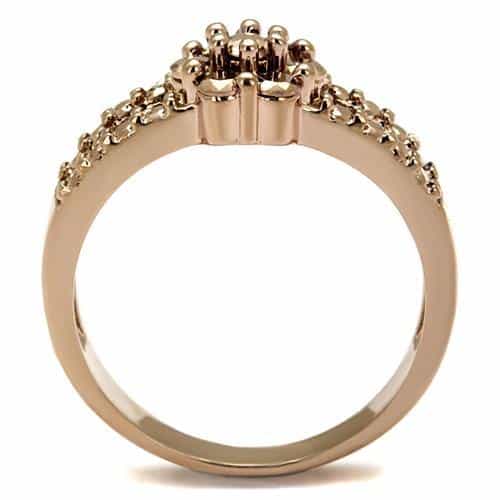 Brass Gold CZ Flower Cluster Double Band Ring view 7