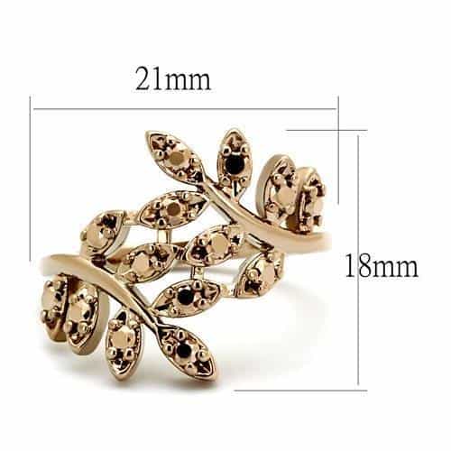 Brass Gold CZ Leaf Vine Open Bypass Ring | The Stainless Jewelry view 6