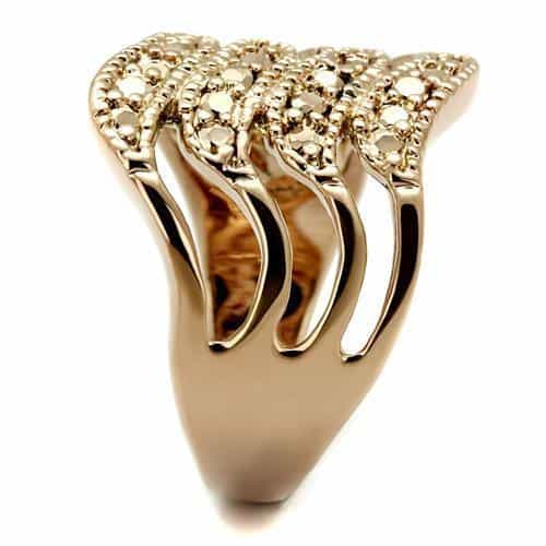 Brass Gold CZ Multi-Band Swirl Wide Ring | The Stainless Jewelry view 4