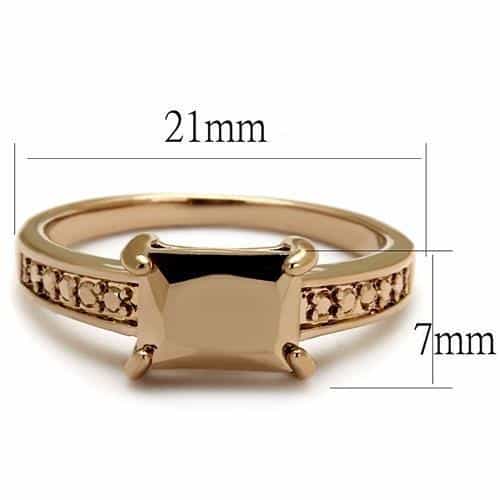 Brass Gold CZ Princess Solitaire Channel Ring view 6