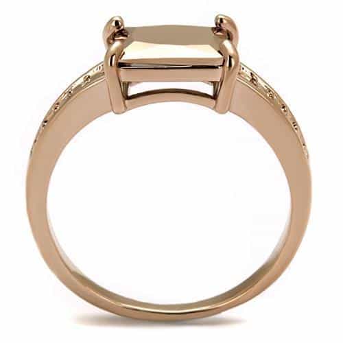 Brass Gold CZ Princess Solitaire Channel Ring view 7