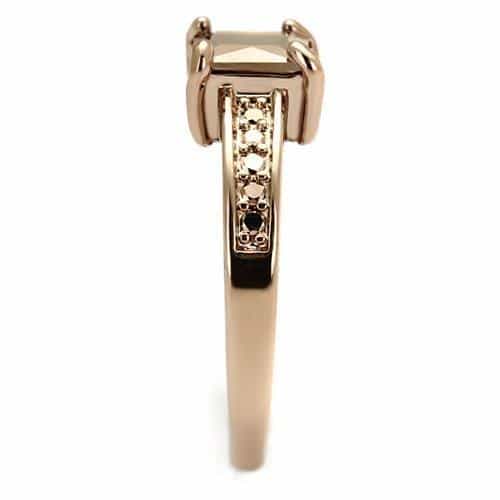 Brass Gold CZ Princess Solitaire Channel Ring view 8