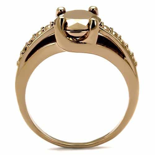 Brass Gold CZ Round Solitaire Pavé Ring 3W1199 view 7
