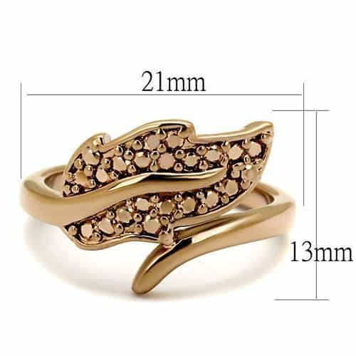 Brass Gold CZ Leaf Bypass Ring | The Stainless Jewelry view 6
