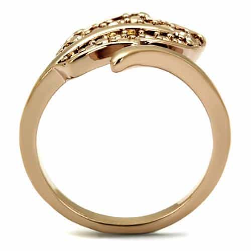 Brass Gold CZ Leaf Bypass Ring | The Stainless Jewelry view 7