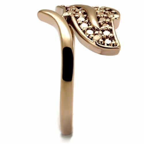 Brass Gold CZ Leaf Bypass Ring | The Stainless Jewelry view 8