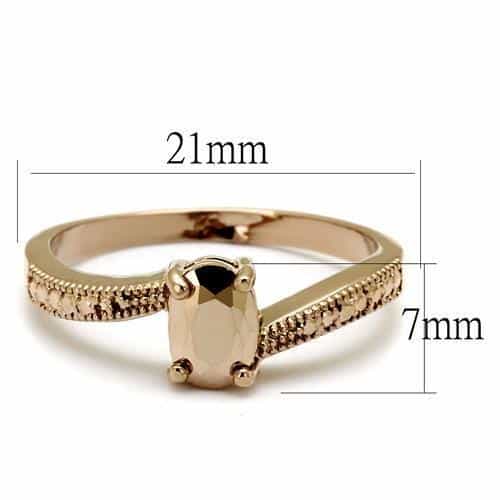 Brass Gold CZ Oval Solitaire Milgrain Ring view 2