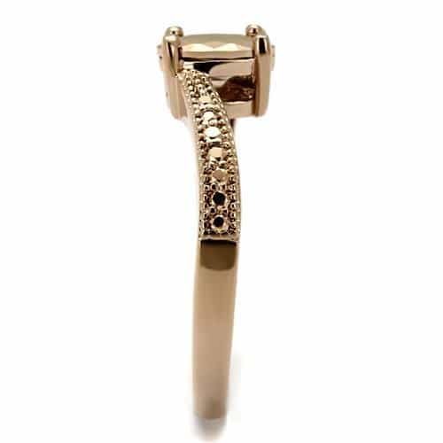 Brass Gold CZ Oval Solitaire Milgrain Ring view 8