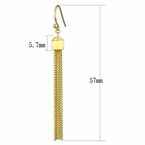 Brass Gold Chain Tassel Hook Earrings | The Stainless Jewelry view 2
