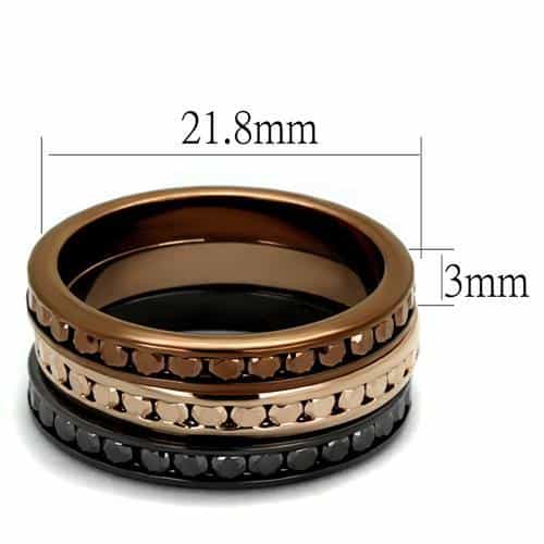 Brass Coffee Black CZ Stacking Band Set Ring view 7