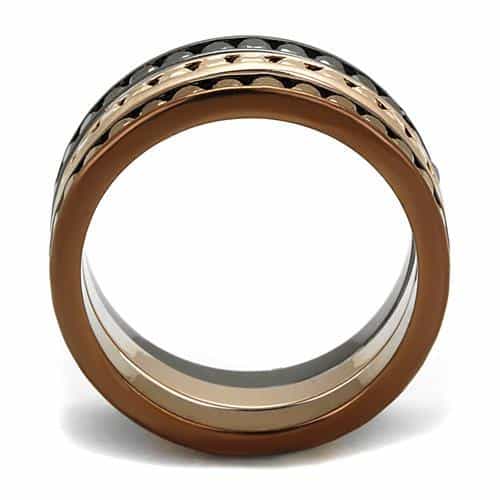 Brass Coffee Black CZ Stacking Band Set Ring view 3