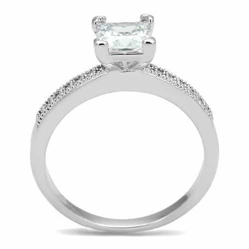Brass CZ Princess Solitaire Channel Ring | The Stainless Jewelry view 7