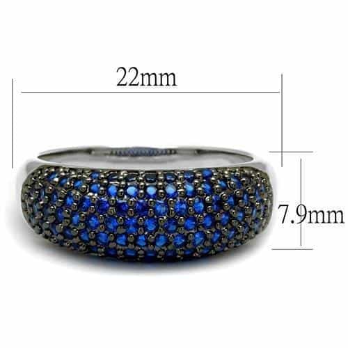 Brass Blue Sapphire Black CZ Pavé Dome Ring view 6