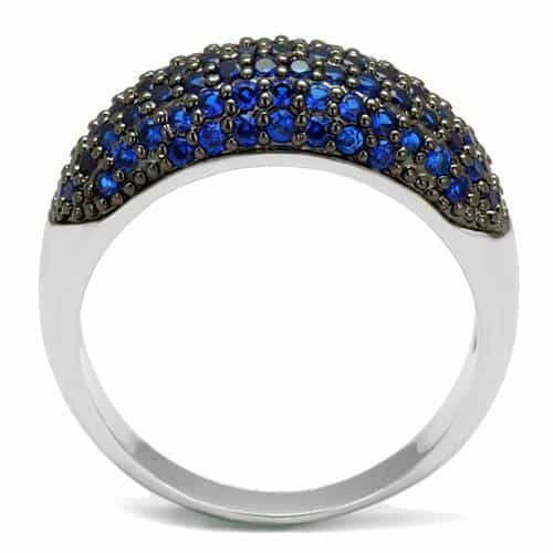 Brass Blue Sapphire Black CZ Pavé Dome Ring view 7